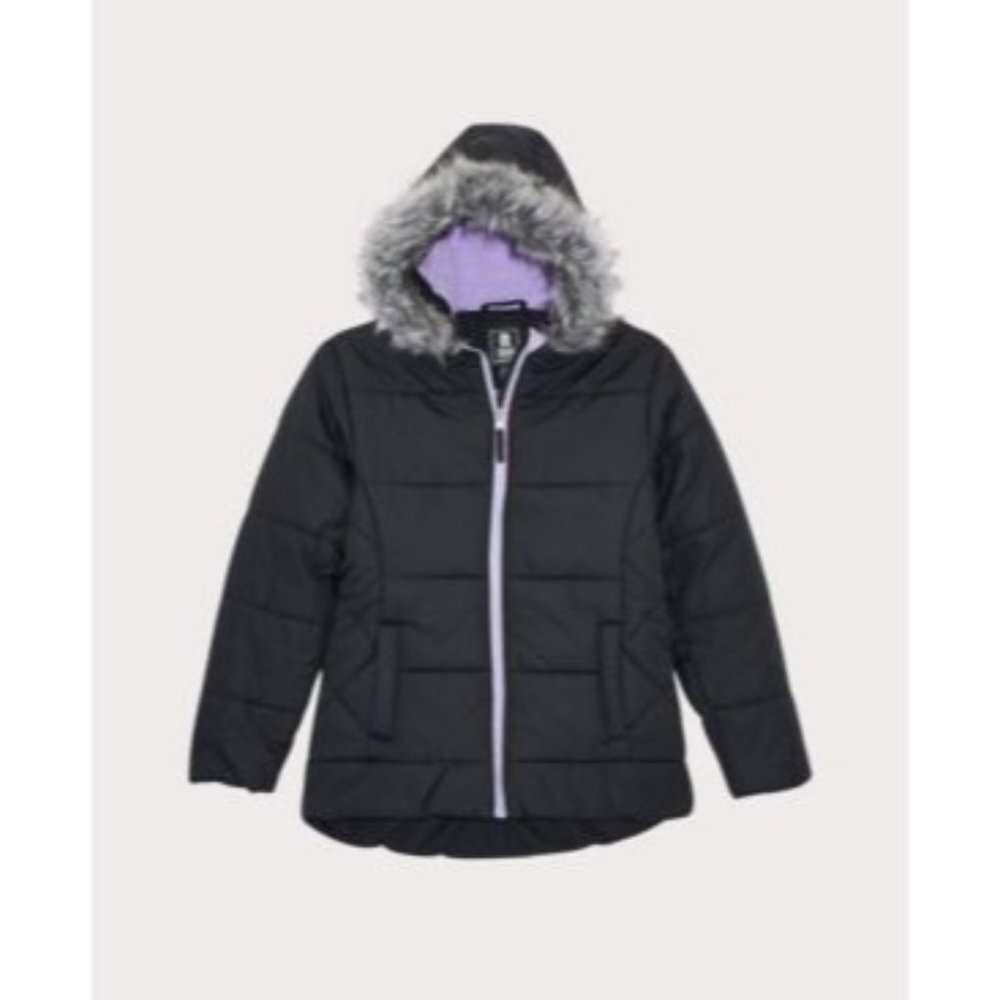 S Rothschild & Co Big Girls Charcoal Quilt Puffer Coat,‎ Size L, NWT